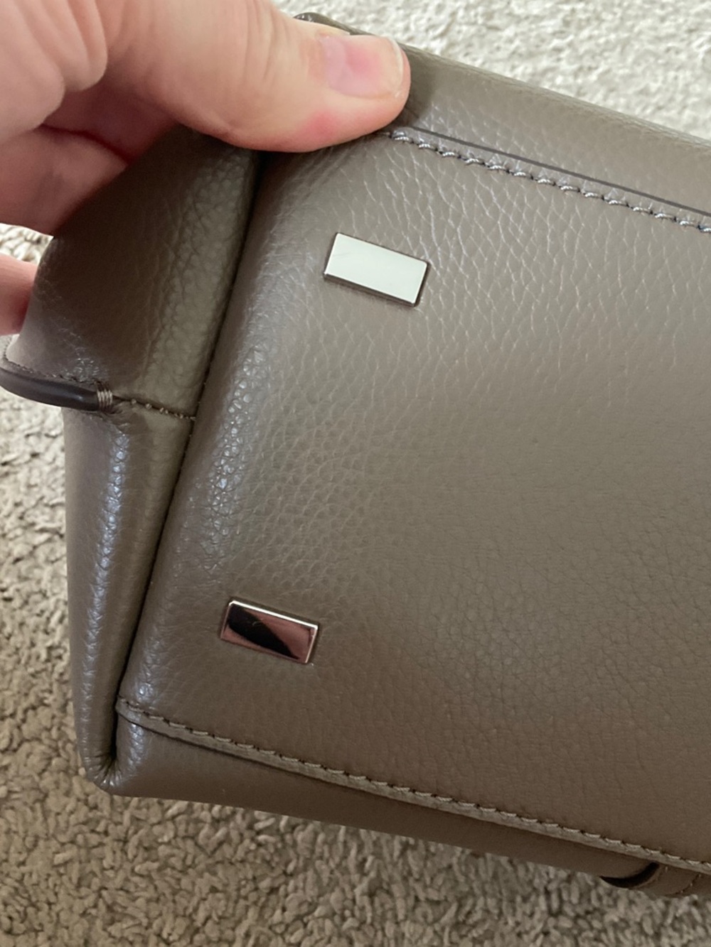 Tory Burch Taupe Leather Perry Tote - Picture 9 of 16